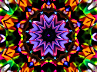 Vibrant Kaleidoscope Abstract Colorful Geometric Design for Backgrounds, Art, and Digital Graphics.