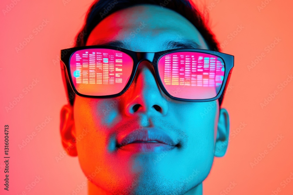 Poster Cyber Visionary Gen Z Tech Innovator Redefining Digital Confidence through Immersive Data Visualization and Bold Chromatic Experience Design