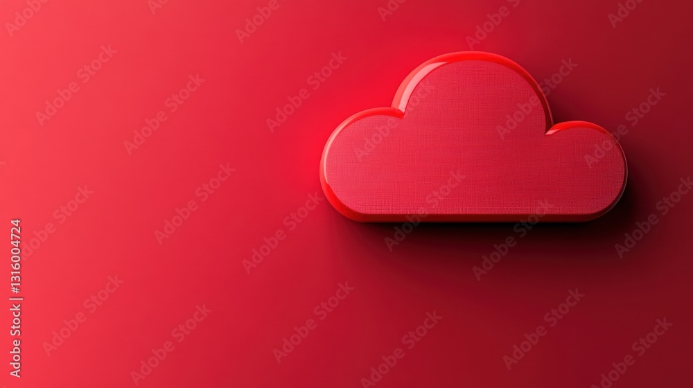 Poster Vibrant Minimalist Cloud Computing Concept Bold Red Digital Infrastructure Visualization for Next-Gen Tech Branding and Cyber Security Innovation