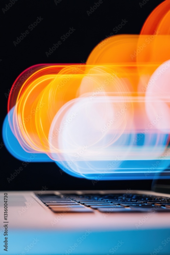 Poster next-gen cloud computing visualization dynamic gradient digital workspace with immersive tech interf
