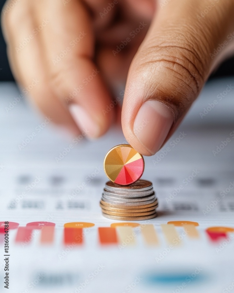 Fototapete Micro-Investing Precision Interactive Data Visualization of Financial Strategy with Minimalist Color-Coded Portfolio Optimization for Next-Gen Wealth Management
