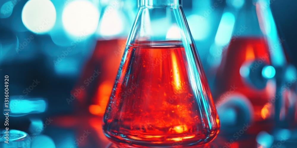 Poster cutting-edge medical research high-performance erlenmeyer flask visualization in advanced biotech la