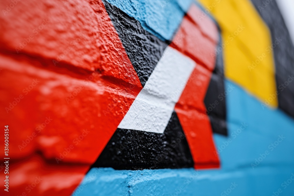 Poster vibrant geometric street art macro bold urban design innovation with textured color block abstractio