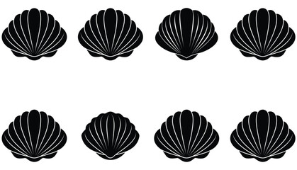 Clam vector shilhouette bundle Set Icon.