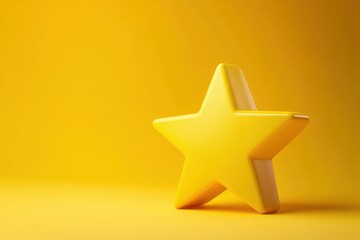 Obraz premium Bright yellow star symbol for feedback, ratings, and accomplishments - ideal for educational resources, awards, and graphic designs focused on success and motivation themes