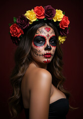Mexican Woman Portrait with Calavera Makeup