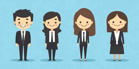 Business people teamwork office character. Colleague working together concept. Flat cartoon character design