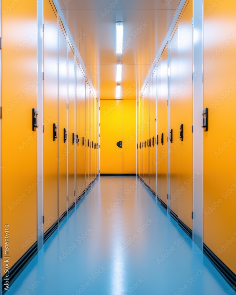 Leinwandbilder high-performance digital infrastructure sleek yellow and blue data center corridor showcasing next-g