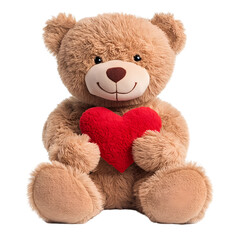Obraz premium Teddy Bear Holding Red Heart Cute Gift or Romance Present