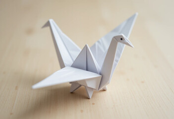 origami crane isolated on white