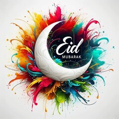 Eid Elegance: Vibrant Crescent Bloom - Celebrate in Color!"