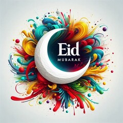 Eid Elegance: Vibrant Crescent Bloom - Celebrate in Color!"