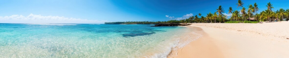 Naklejka premium Serene Tropical Paradise Immersive 8K Eco-Travel Experience - Sustainable Wellness Getaway Showcasing Pristine Beach Aesthetics and Regenerative Tourism Trends