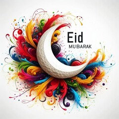 Eid Elegance: Vibrant Crescent Bloom - Celebrate in Color!"