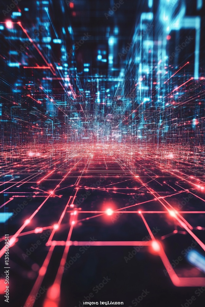 Canvas Prints explore this futuristic digital background featuring glowing lines that represent iot elements. dive