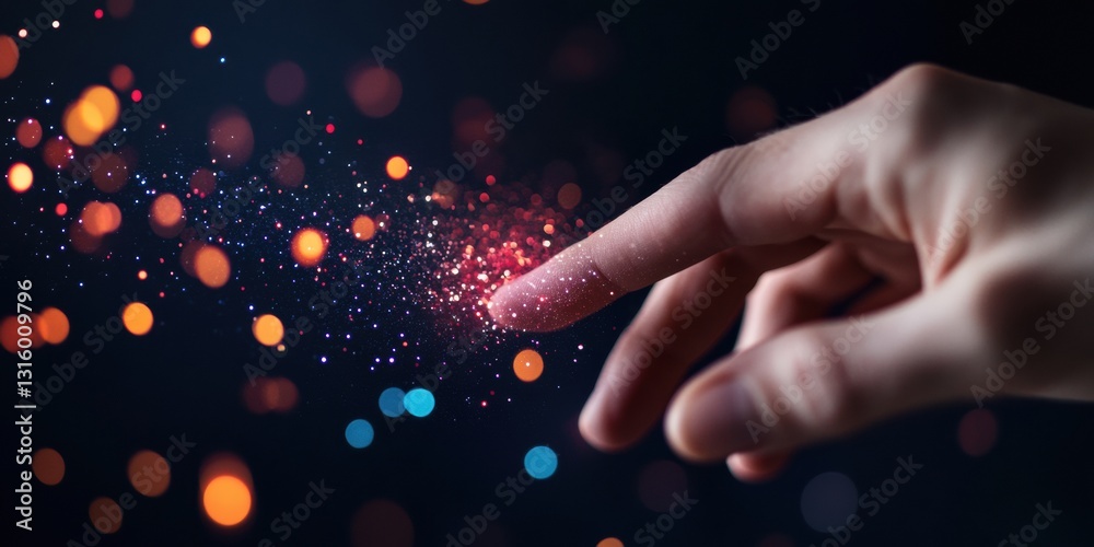 Fototapete Quantum Digital Interaction Immersive AI-Driven Connectivity Visualizing Human-Technology Interface with Elegant Particle Dynamics for Innovative Business Transformation