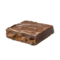 Delicious Chocolate Bar Piece with Cookie Layer on White or Transparent Background