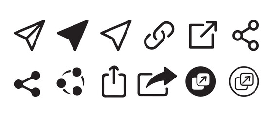 High-Quality Share Icon Set. Social Media Sharing Buttons. Flat and  Minimalist Design.black vector icon. vector illustration eps 10.
