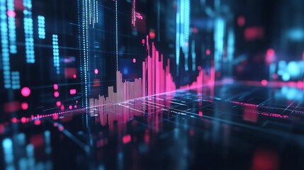 3D Visualization of Stock Market Trends with Colorful Graph Lines