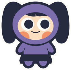 Cute Character Sticker Illustration