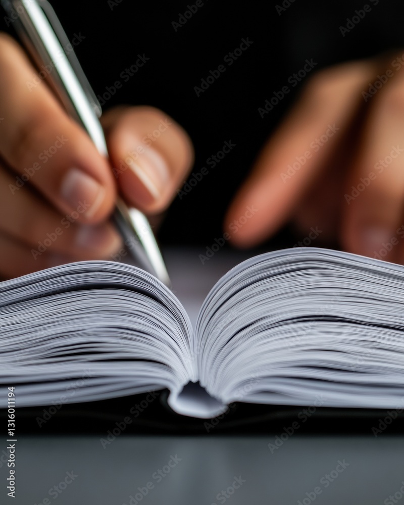 Fototapete Mindful Knowledge Curation High-Resolution Close-Up of Scholarly Note-Taking in Digital Minimalist Workspace - Cognitive Performance and Learning Optimization