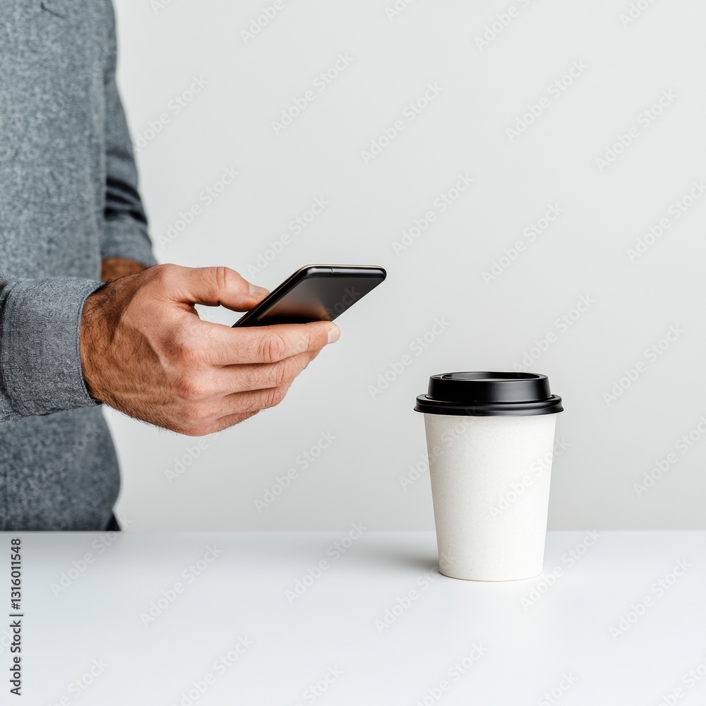 Poster Seamless Digital Mobility Minimalist Mobile Payment Experience Showcasing Professional Efficiency and Contactless Technology in Modern Workspace