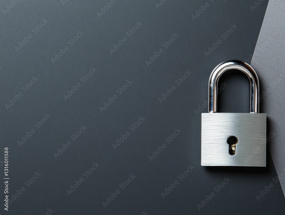 Aufkleber minimalist cybersecurity mockup sleek silver padlock on navy gradient - innovative data protection a