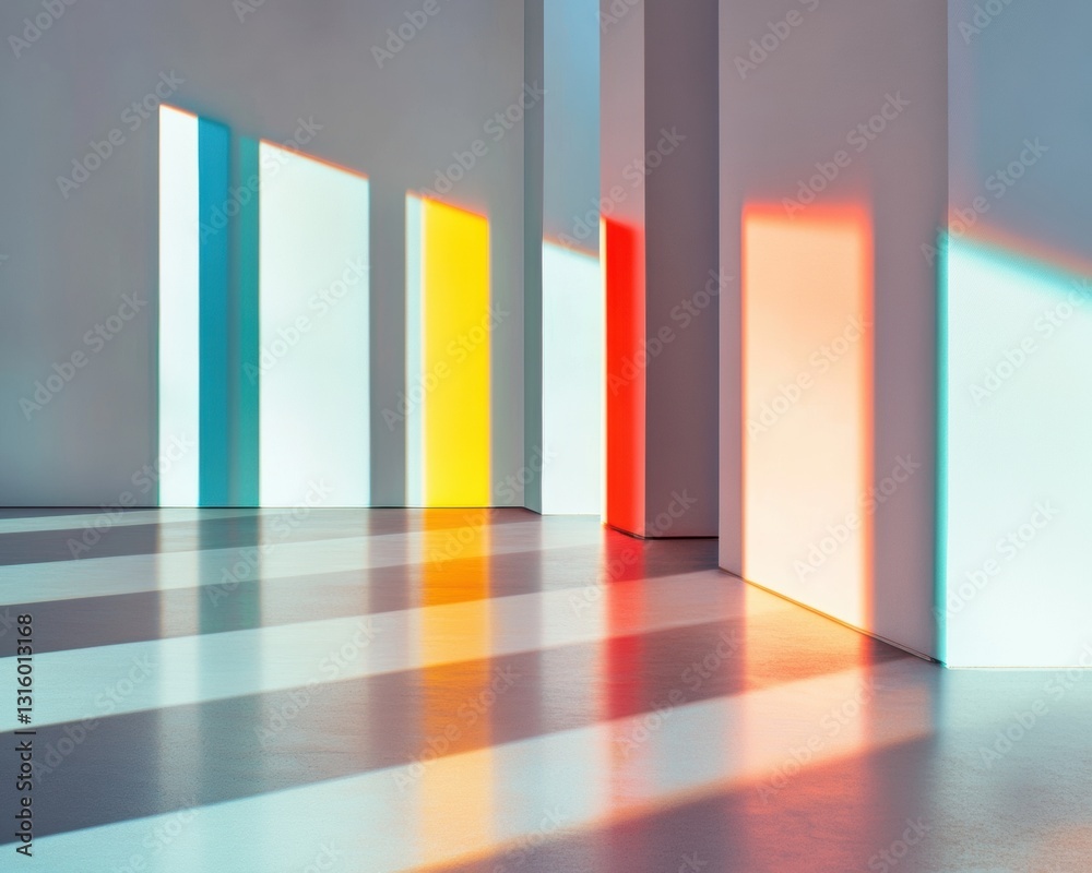 Poster Chromatic Minimalism Prismatic Light Architecture Revealing Sensory Design Innovation for Creative Spaces and Immersive Visual Experiences