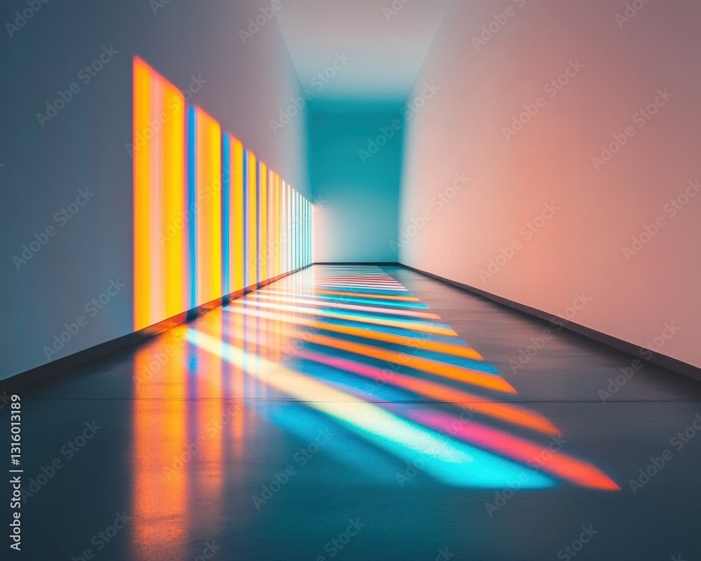 Leinwandbilder Chromatic Horizons Immersive Architectural Light Art Transforming Minimalist Spaces with Vibrational Color Spectrum and Digital Sensory Experience