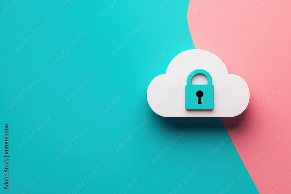 Poster minimalist cloud security visualization sleek digital protection concept for next-gen tech enterpris