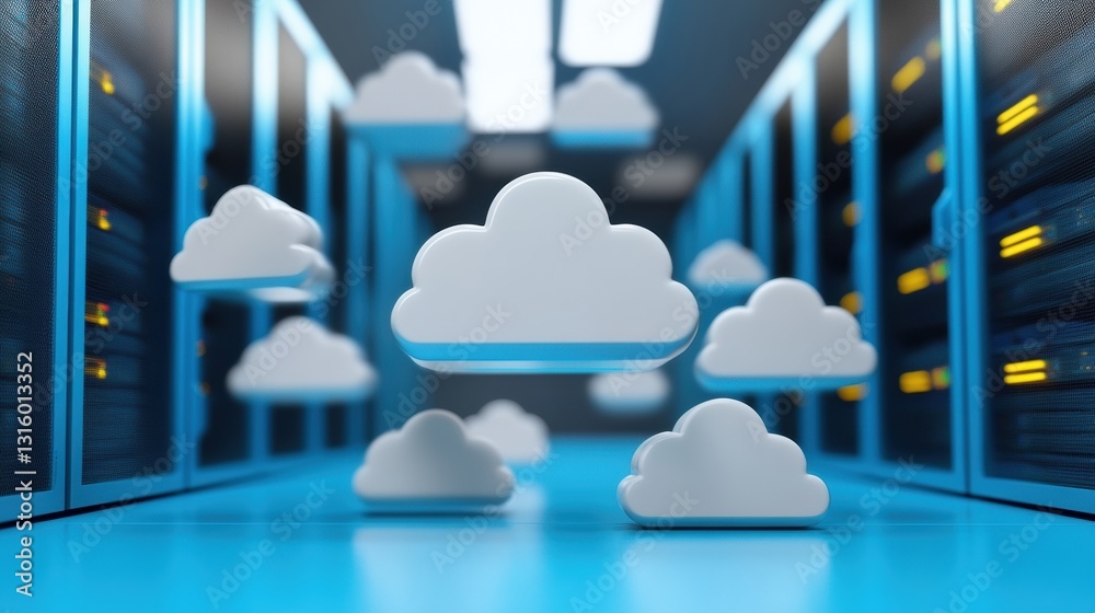 Poster Next-Gen Cloud Infrastructure Immersive Digital Transformation Visualization with AI-Enhanced Security Paradigms and Futuristic Data Center Aesthetic