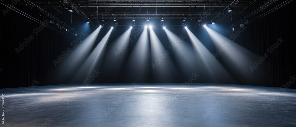 Leinwandbilder immersive tech stage sleek navy marble floor with precision lighting design - futuristic event space