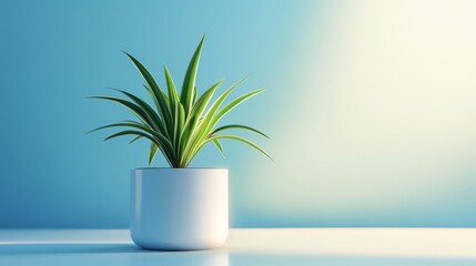 Obraz premium Calming Soft Blue Wallpaper with Plant Accent