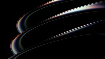 Abstract iridescent background design, 3d render. Gradient design element for banners, backgrounds, wallpapers. Abstract iridescent liquid form on black background 
