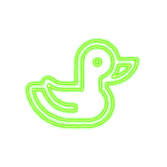 Obraz premium Icon duck from the flow of energy of green color. Shimmering neon