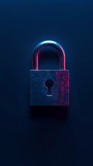 Fototapeta premium This vibrant, colorful padlock features a keyhole and sits against a dark background, representing security and protection in modern contexts.