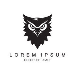 Black owl logo template design with creative idea