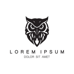 Black owl logo template design with creative idea