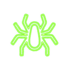 Icon spider from the flow of energy of green color. Shimmering neon