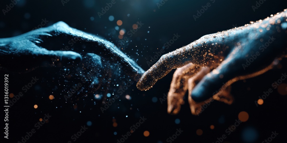 Fototapete cybernetic synchronicity ai-driven human-machine connection visualizing transformative digital colla