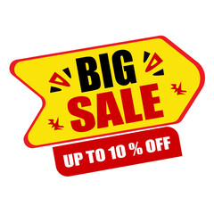 Big sale upto 10 pc discount offer sale highlight red yellow background black white foreground design