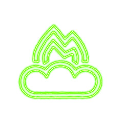 Icon fire smoke from the flow of energy of green color. Shimmering neon
