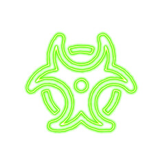 Icon biohazard from the flow of energy of green color. Shimmering neon