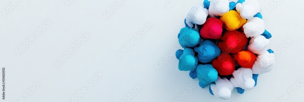 Aufkleber inclusive diversity visualization vibrant clustered spheres representing team dynamics, collaboratio