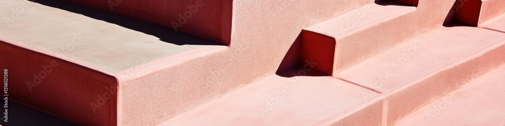 Poster Brutalist Urban Minimalism Architectural Shadow Play with Terracotta and Blush Geometric Forms - Contemporary Design Visualization and Spatial Innovation