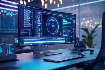 Multimedia editing visualized through AI-generated holography.