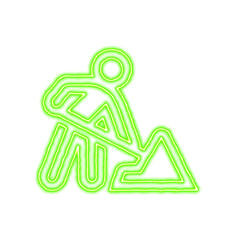 Icon digging from the flow of energy of green color. Shimmering neon