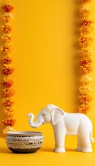 Serene Vesak Wellness Mindful Cultural Heritage with White Elephant Sculpture - Sustainable Meditation and Festive Artisan Design for Spiritual Wellness Trends