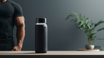 Enhancing Fitness with a High-Tech Bottle Showcasing Real-Time Data in a Modern Gym Environment