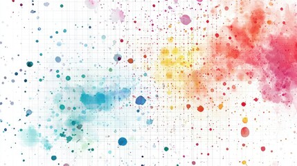 Obraz premium Grid surface with splatters of watercolor paint. Abstract network background in science or technology style. Lattice structure. Illustration for advertising, marketing or presentation